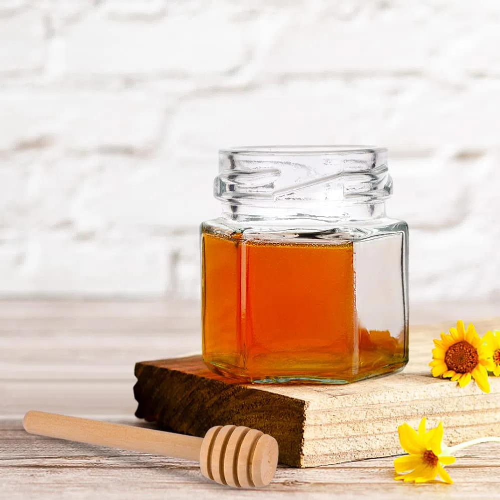 20 pezzi Mini Vasetti per Miele Esagonali in Vetro,45ml vasetti vetro piccoli,Barattoli per Miele,bottigliette di vetro piccole,vasetti miele bomboniere,dosatore miele,matrimoni e feste