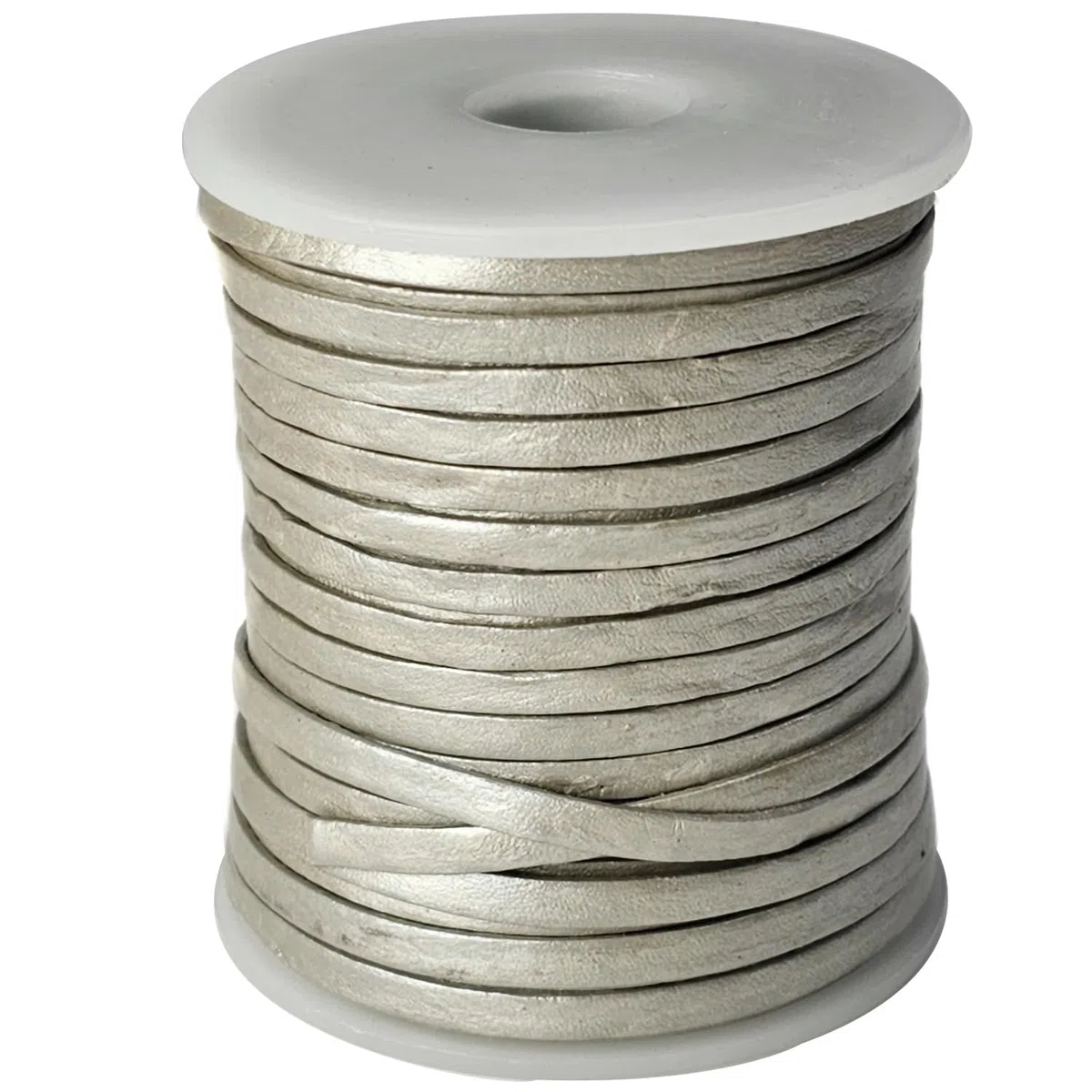 esnado Laccio in pelle piatto | Larghezza 3 mm, Spessore 1 mm | Lunghezza: 15 metri | Colore: Argento | VERO cuoio - conciato vegetale | per il fai da te | Produzione di gioielli