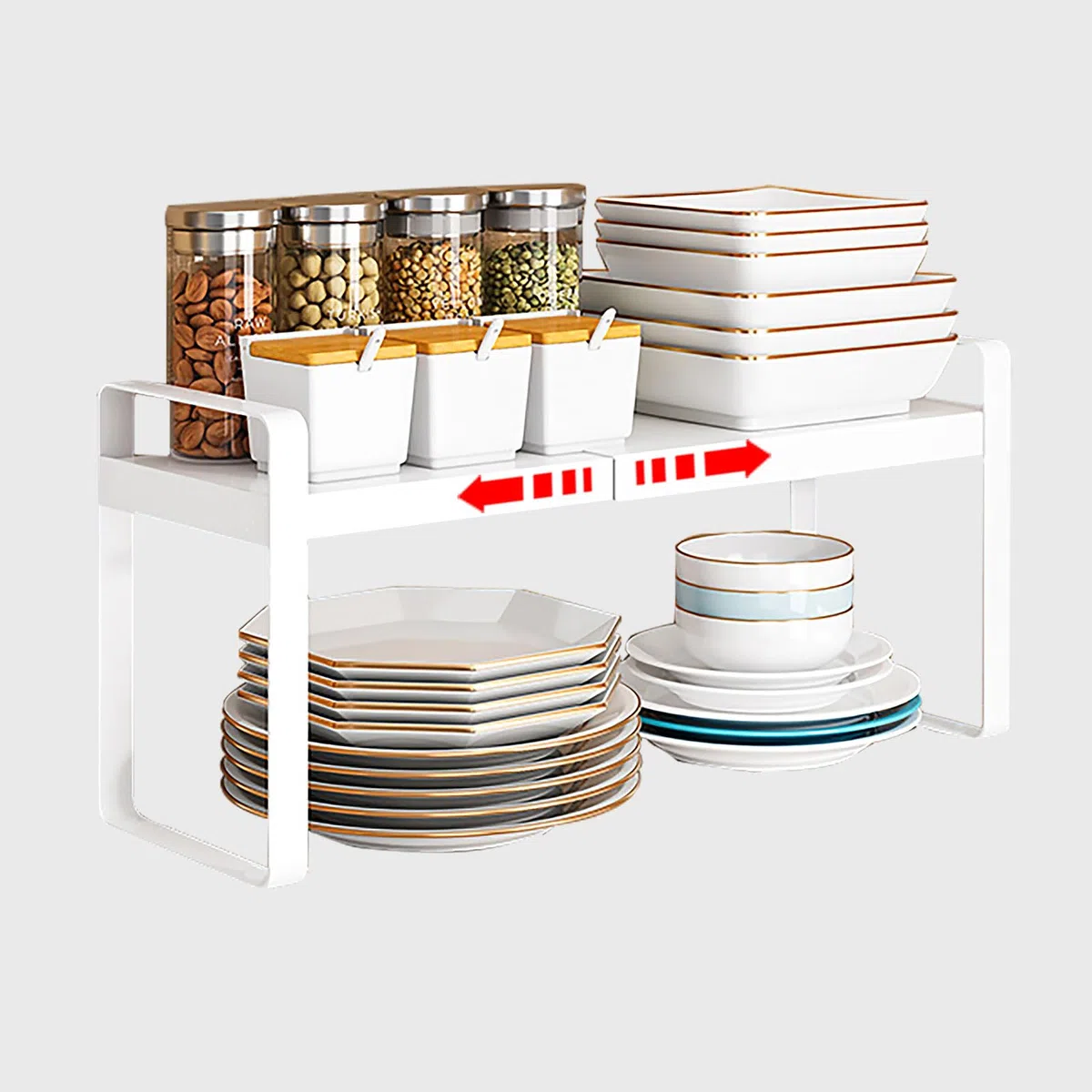 devesanter Mensola telescopica per armadio espandibile, ripiano per armadio espandibile, portaspezie espandibile, ripiano da cucina organizer per armadio da cucina e piani di lavoro, banconi, dispensa