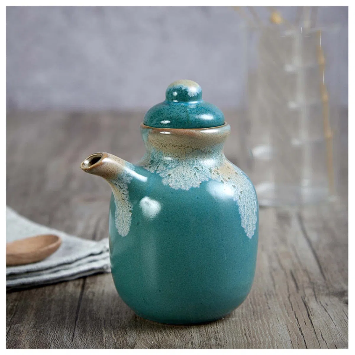 ZEALMAX Vaso di olio in ceramica giapponese cinese, bottiglia di salsa, bottiglia di condimento, bottiglia di spezie, bottiglia di aceto, B