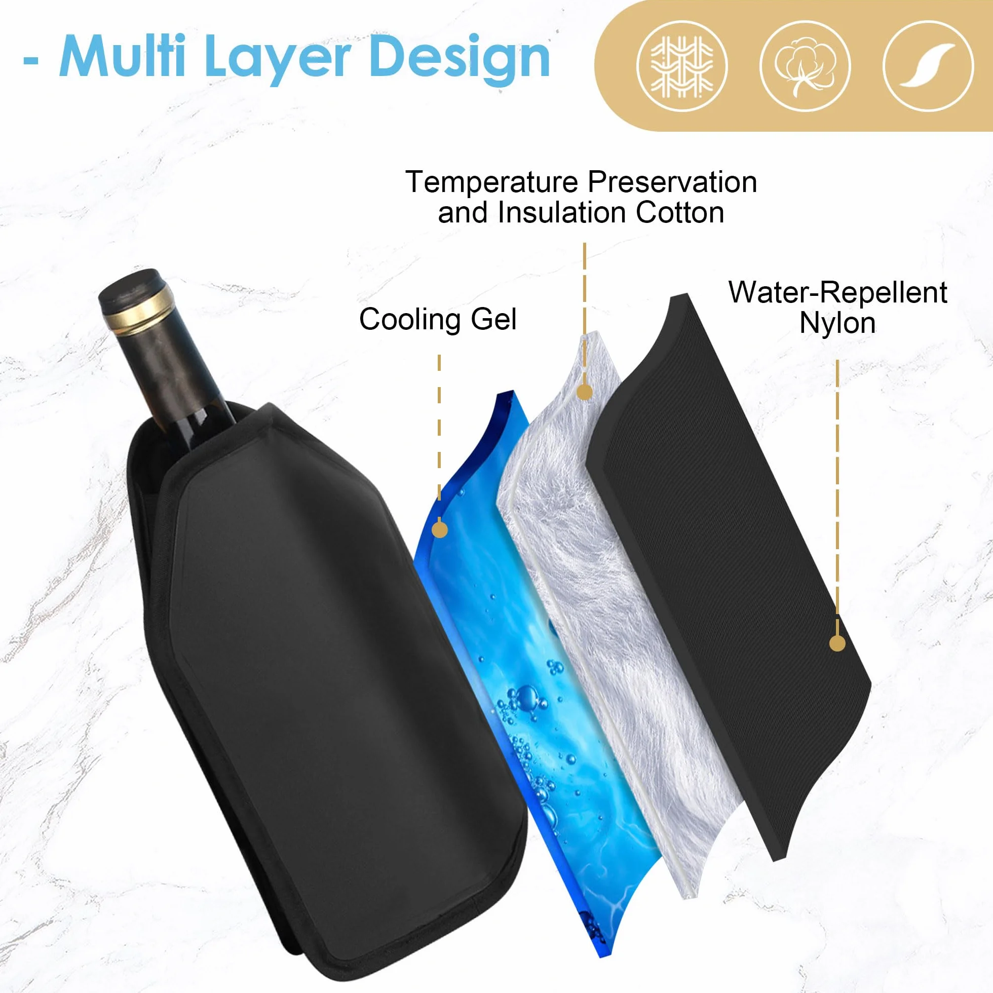 Gimars 2 Borsa Raffredda per Bottiglie Spumante Champagne Vino,Sacco Termico Refrigeratore per Vini,Fascia Raffreda Bottiglie Elastica,Manicotto Refrigerante per Bevande Birra Vino Viaggio Feste