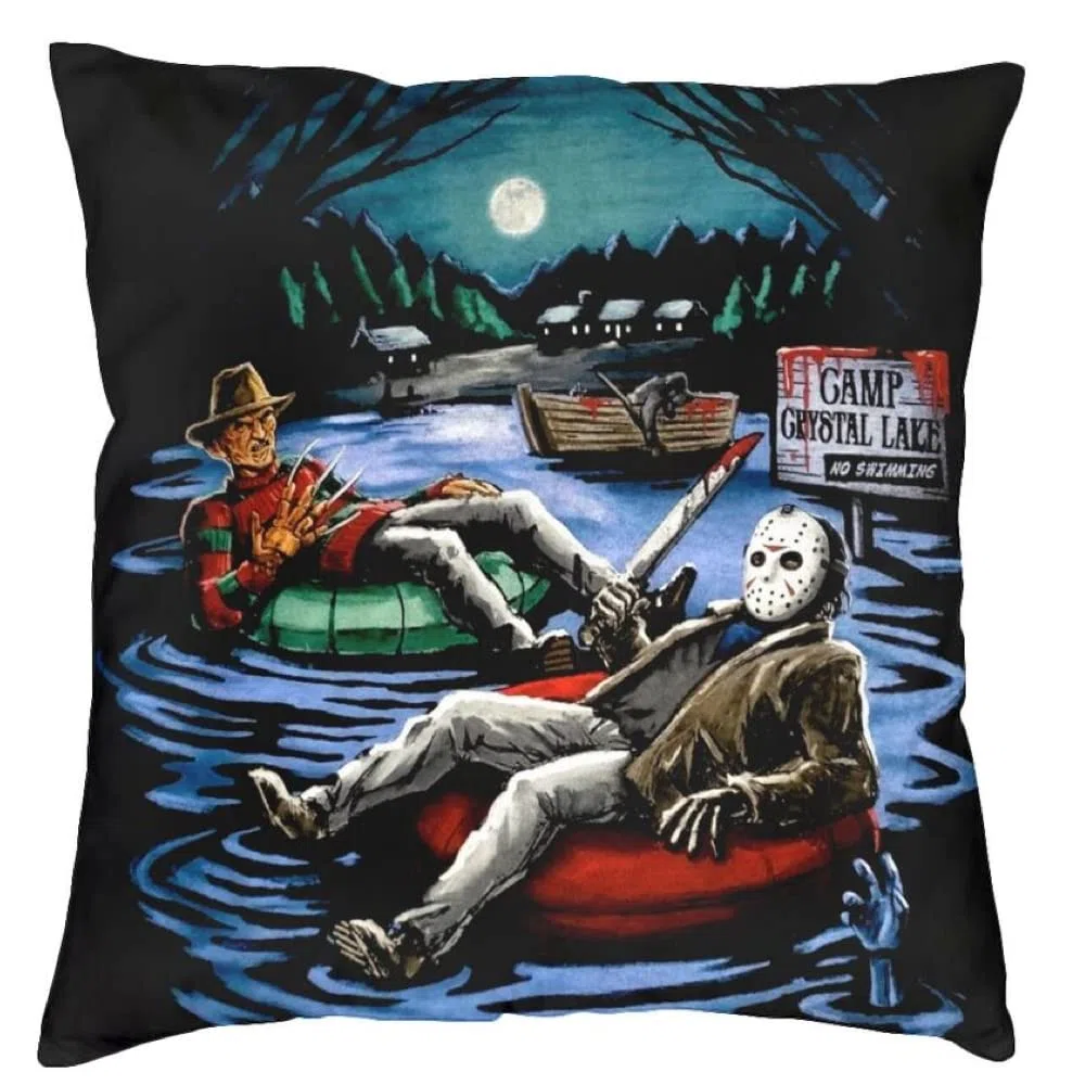 Jason Voorhees Freddy Krueger Venerdì 13 Halloween Horror Federa per cuscino | Idea regalo unica decorazione per la casa | 45 x 45 cm 45,7 x 45,7 cm | Freddy vs Jason