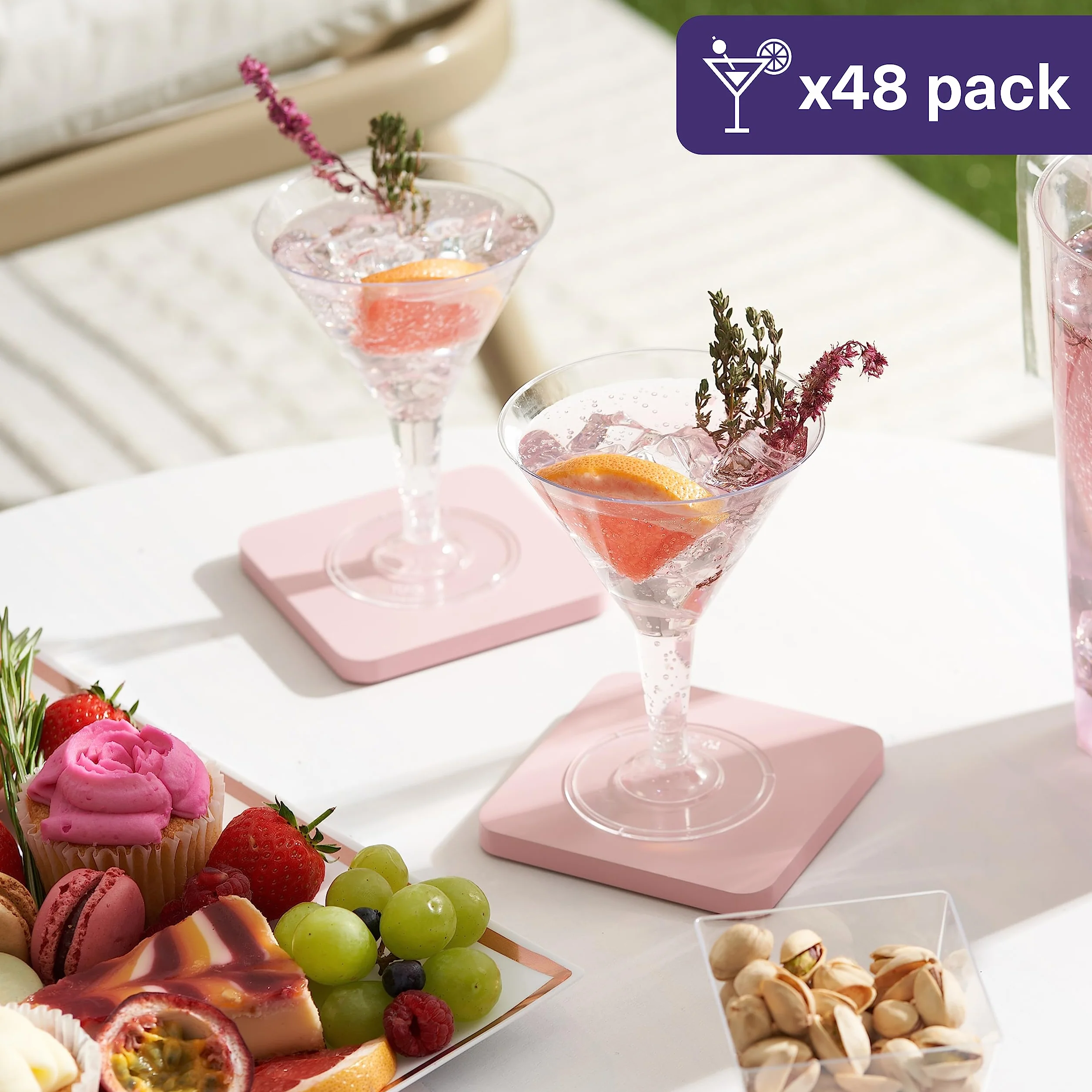 Matana - 48 Eleganti Bicchieri da Martini in Plastica, Bicchieri Cocktail (210ml) - Bicchieri per Dessert Riutilizzabili ed Eleganti per Compleanni, Matrimoni, Feste