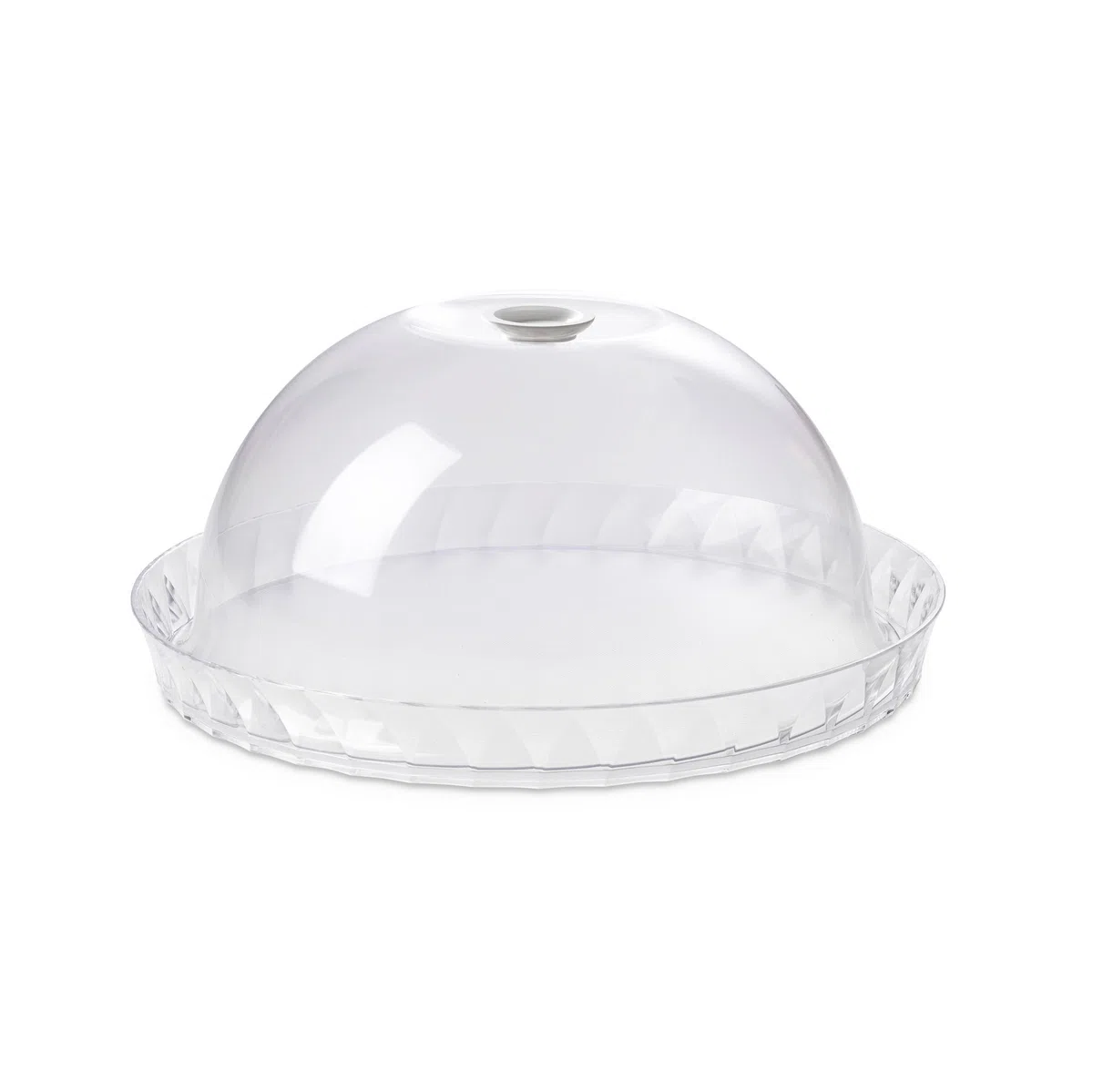 Omada Design Porta dolci da 36 cm, piatto per torta con campana da 16,5cm, in plastica infrangibile, Made in Italy, Linea Diamond, Trasparente