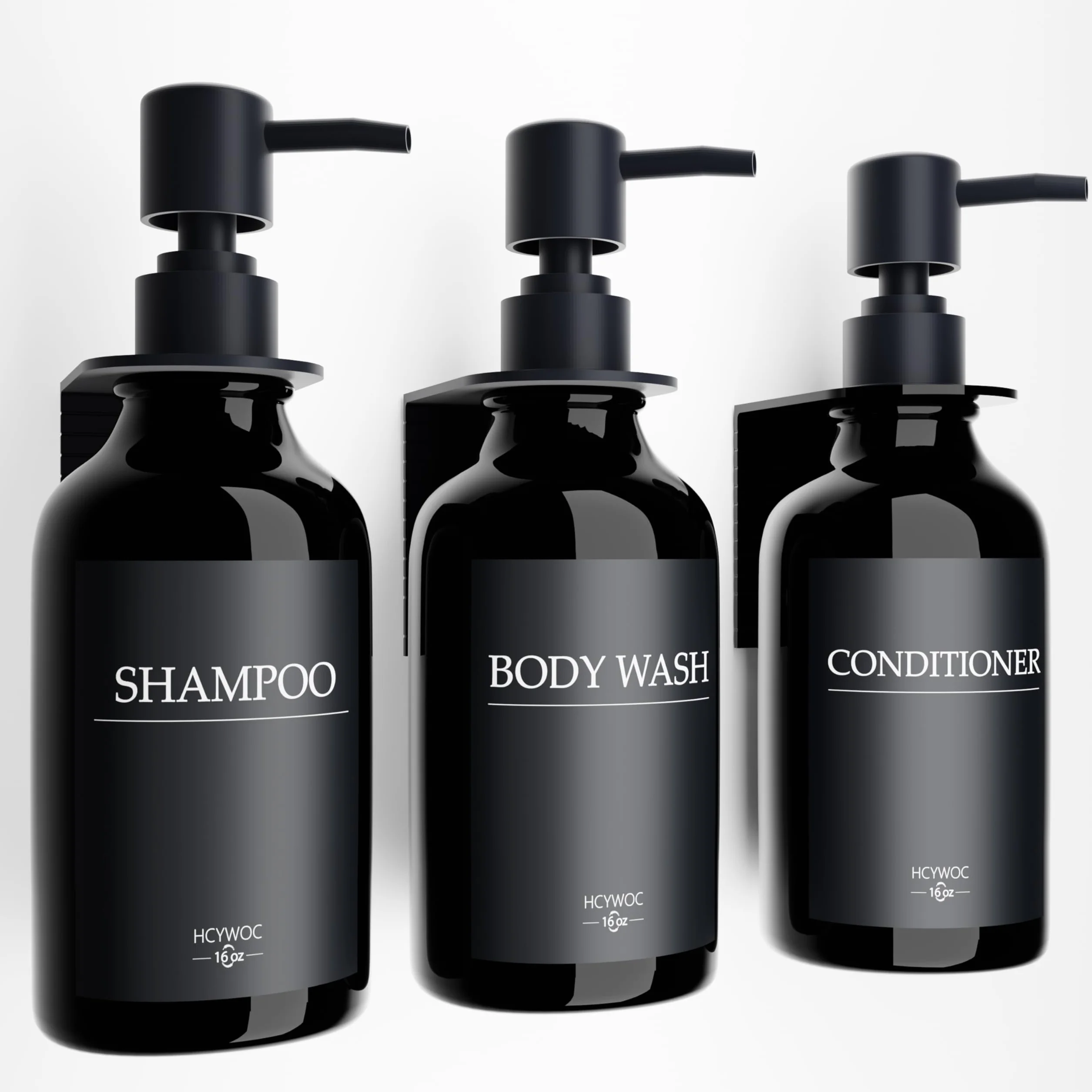 Dispenser di shampoo per parete doccia, dispenser di shampoo e balsamo con 16 etichette impermeabili, dispenser di sapone da doccia senza trapano, dispenser di sapone da doccia da parete, 500
