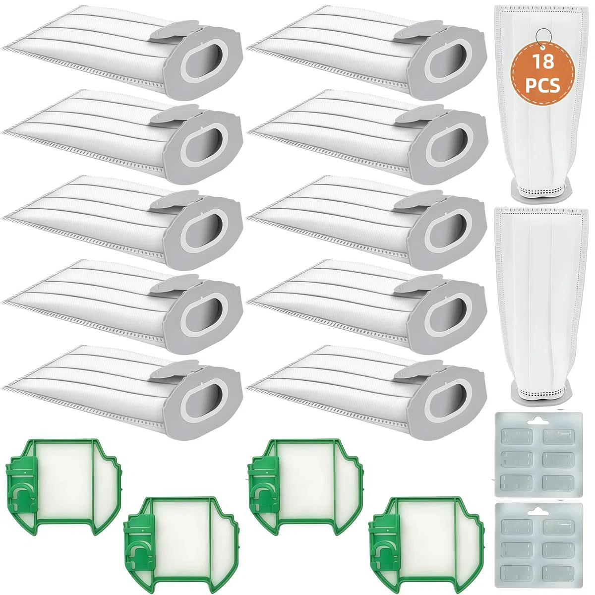 HIYOUNG 12 sacchetti per aspirapolvere Vorwerk Folletto VK7 FP7 con 4 filtri, set di accessori per aspirapolvere Vorwerk Folletto