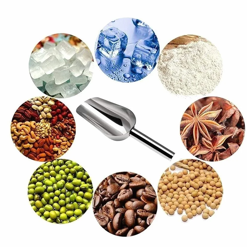 4Pcs Pala Ghiaccio in Acciaio Inossidabile, Paletta per Farina, Paletta per Alimenti, Cucchiaio Pratico da Cucina/Bar/Giardino/Supermercato, per Farina, Ghiaccio, Cibo, Fagioli