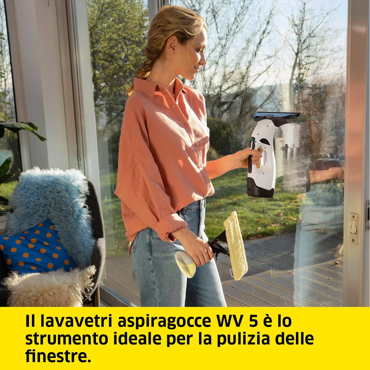 KÄRCHER Lavavetri Aspiragocce WV 5 Plus N per la Pulizia di Vetri, Piastrelle, Cabine Doccia, Piani a Induzione, Serbatoio 100ml, Autonomia batteria 35 min, Ampiezza Bocchette 28-17 cm