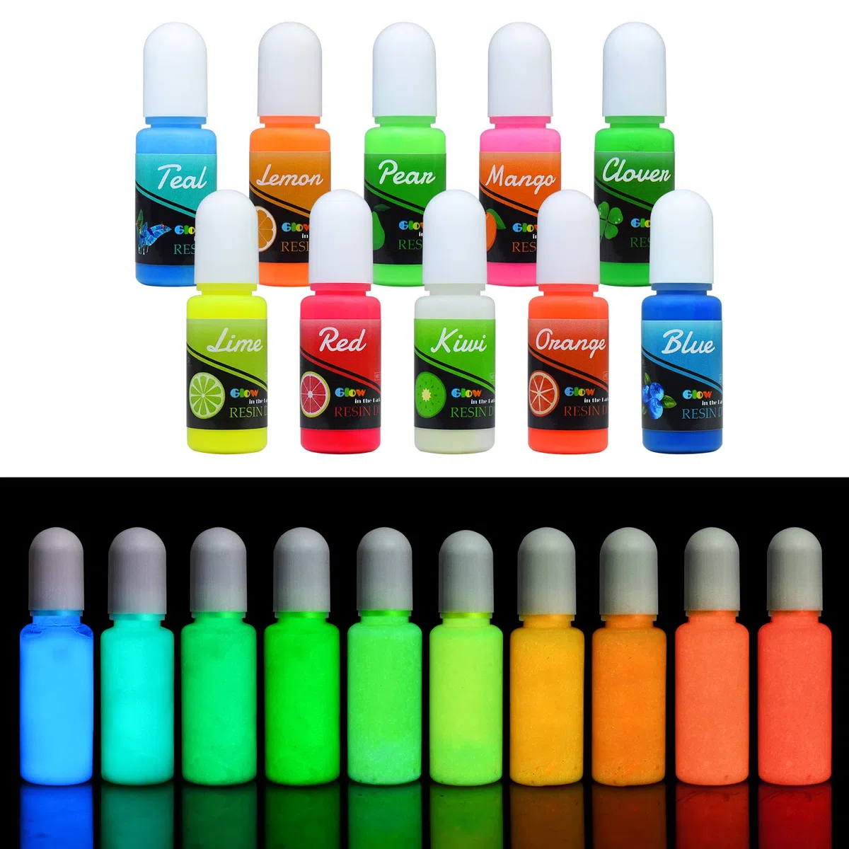 Colorante Resina Epossidica UV Fluorescente - Resina Epossidica UV Liquida Trasparente Colorare per Gioielli Fai da te e Creazioni Artistiche - Pigmenti Resina Autoilluminante per Pitturai - 10ml