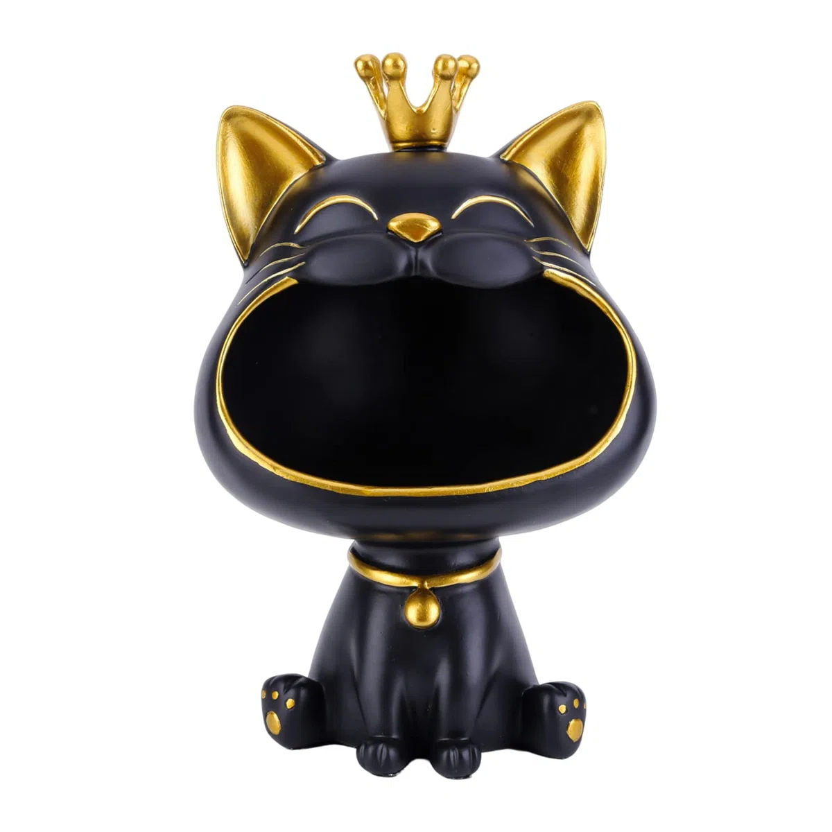 Starnearby Statua Gatto Vassoio Svuotatasche da Ingresso Design, Portachiavi Scultura in Resina, Ciotola per Chiavi, Vassoio da Scrivania Portaoggetti da Tavolo
