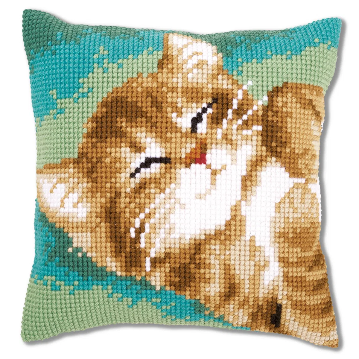 VERVACO Kit Cuscino Punto Croce GATTO Set Ricamo Principianti Cuscini Gobelin Decorativi ca. 40 x 40 cm Accessori Per Lavoretti Creativi DIY Casa Decor Hobby Adulti Cross Stitch