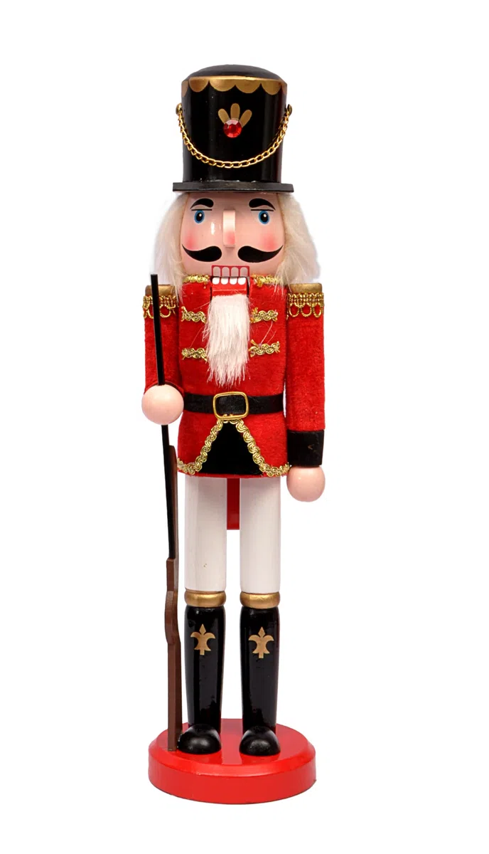 Ciao- Schiaccianoci Natale Soldatino con baionetta (38cm) in legno e tessuto, rosso/nero