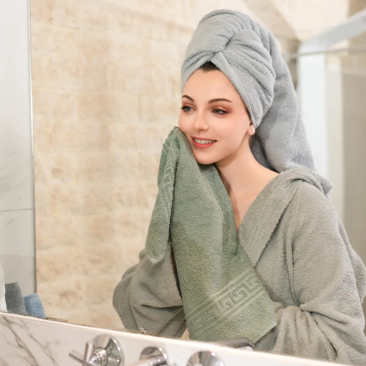 nice homeit Set 6 Asciugamani viso e mani 40x60 cm –Asciugamani bagno in 100% Cotone Filato ad Anello – Extra Morbido e Assorbente. MADE IN ITALY