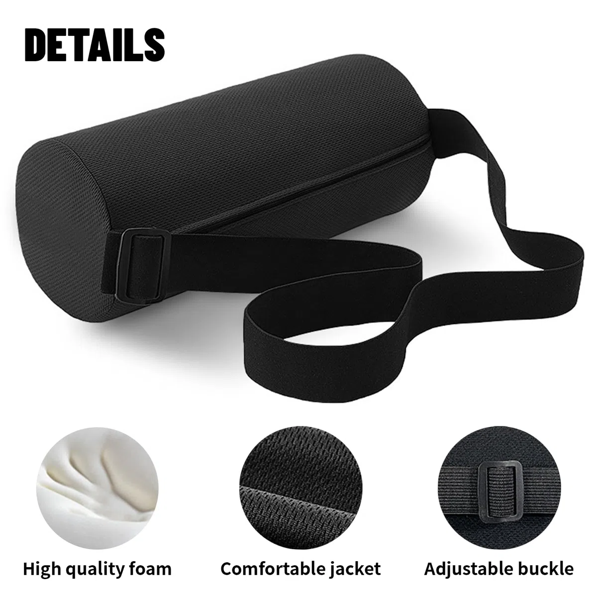 Cuscino Lombare per Sedia da Ufficio E Auto, Supporto Ergonomico Lordosi con Cintura, Cuscino Traspirante per Schiena, Cubo Dischi Intervertebrali 32x12 cm (Nero