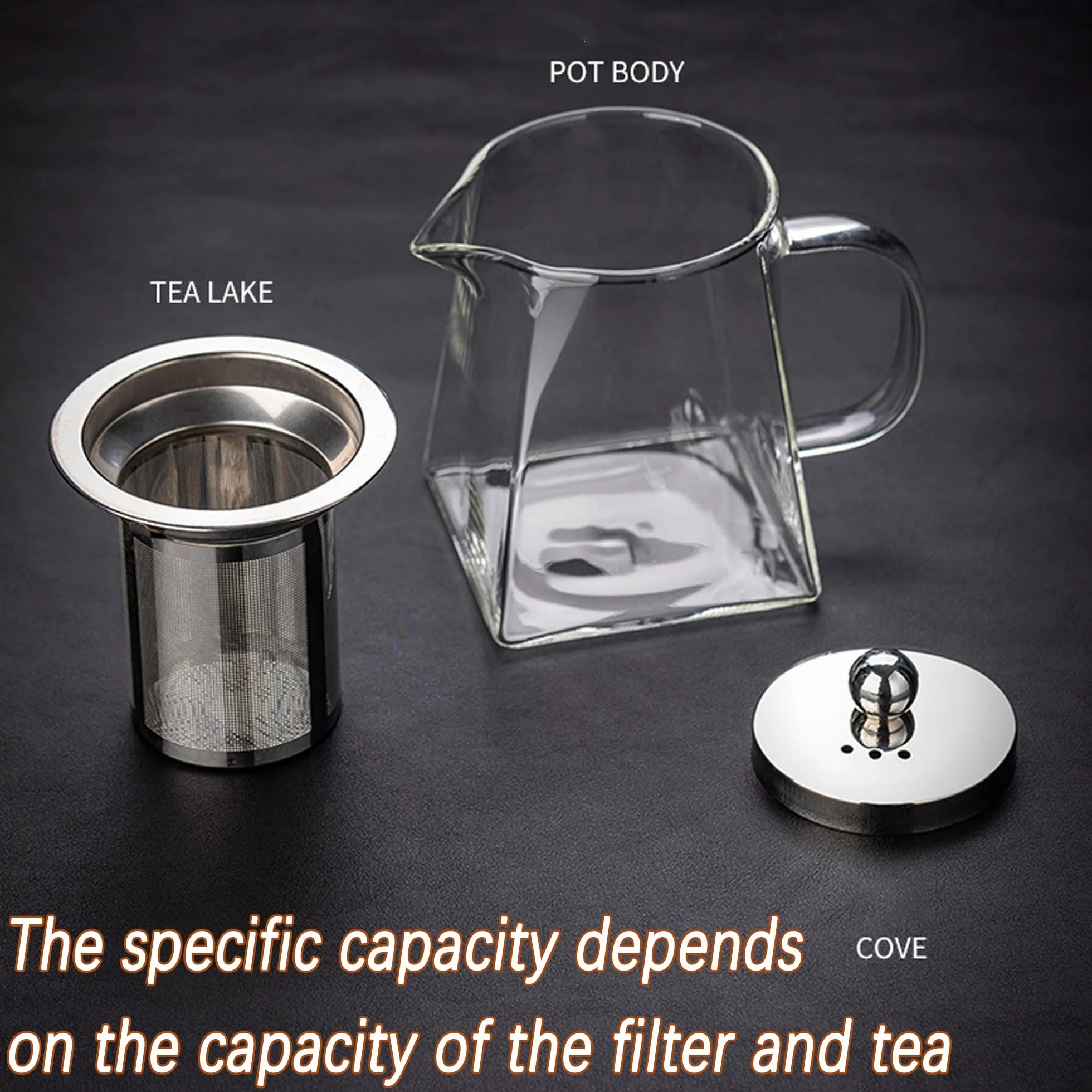 Teiera in Vetro da 550 ml, Teiera Resistente al Calore in Vetro Borosilicato Trasparente con Filtro in Acciaio Inox, per tè Sfuso e tè in Fiore, Caffè