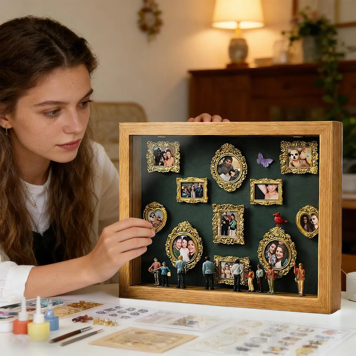 Mini scatola fai da te con sagomas museale, 3D cornice profonda shadow box, kit creativo per esporre i ricordi con mini statuette, regalo significativo per San Valentine e anniversari