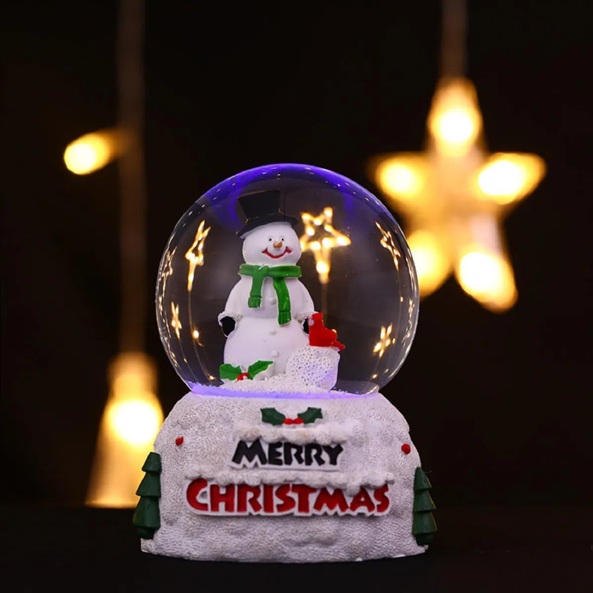 Palle di Vetro Natalizie con Luci LED, Sfera di Cristallo di Natale Brillante - Babbo Natale e Pupazzi di Neve - Globo di Neve di Natale Decorazioni da Tavola, Regali di Natale (Snowman di Natale)