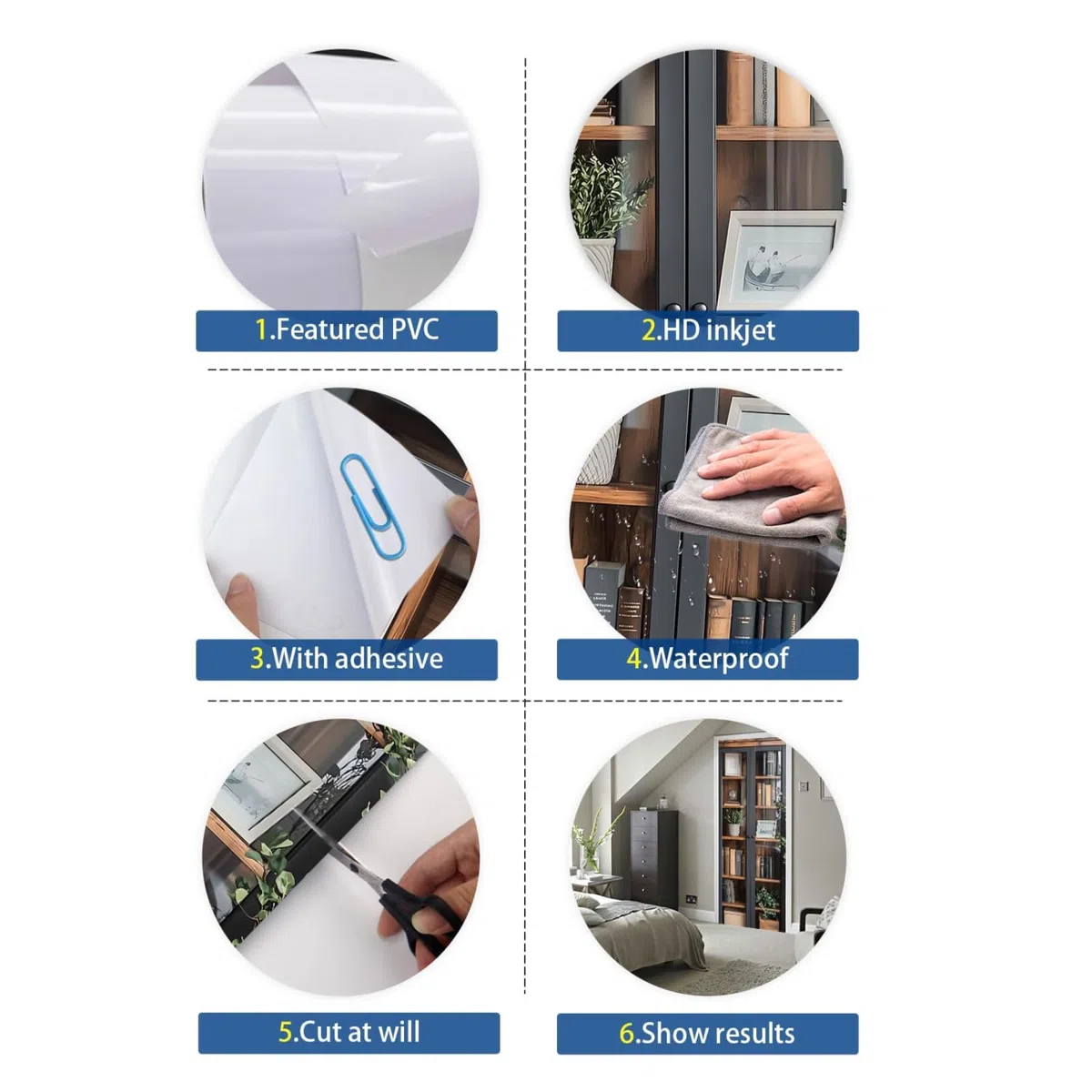 Adesivi Per Porte Pellicola Per Porte Interne PVC Effetto Decorativo 3D Resistente E Facile Da Pulire Per Appartamento Nuovo Casa Di Campagna Sala Da Pranzo