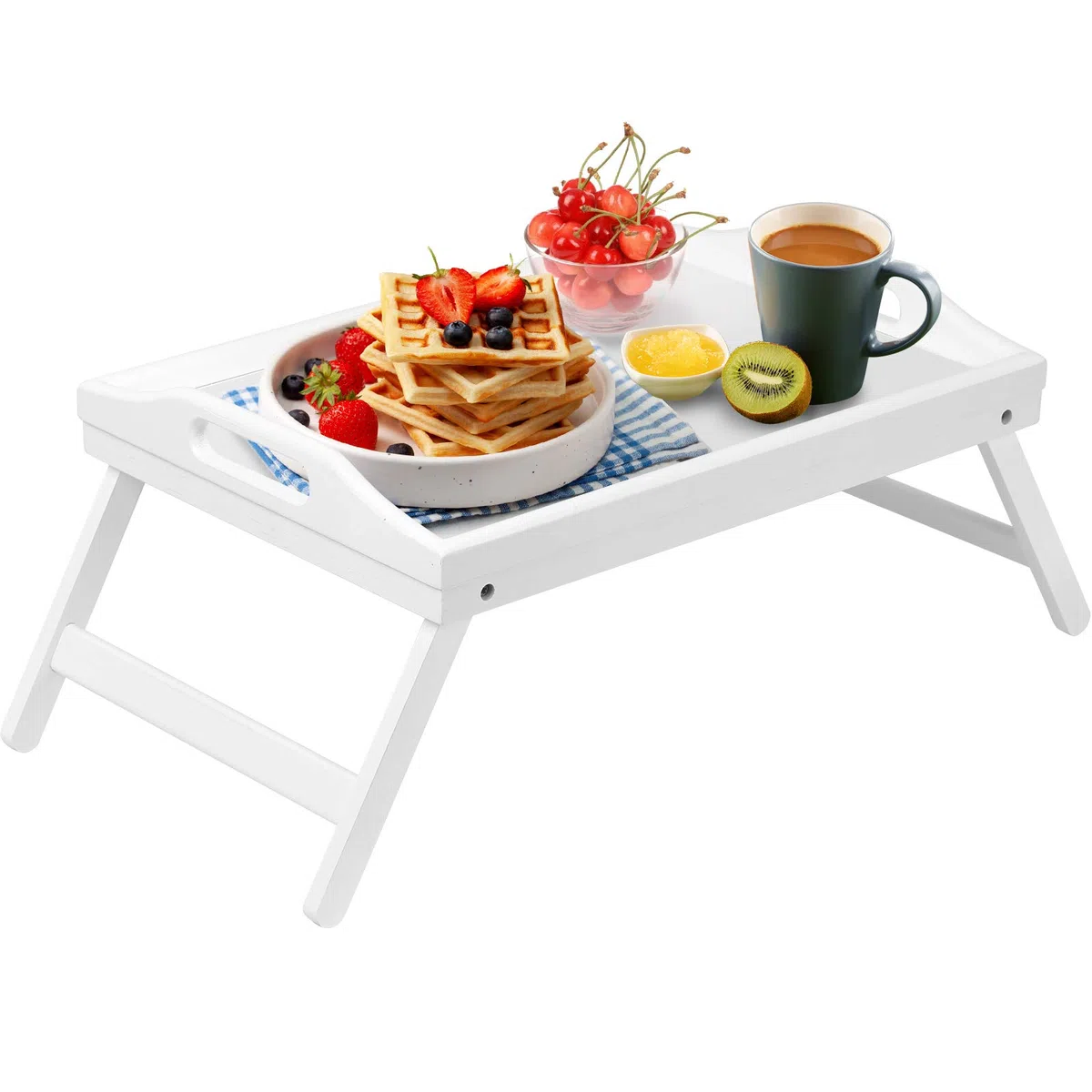 Vassoio da letto, gambe pieghevoli con manici, vassoio per la colazione per divano, cibo, disegno, piatti, bambù, vassoio da portata, grembo, scrivania, vassoio per snack