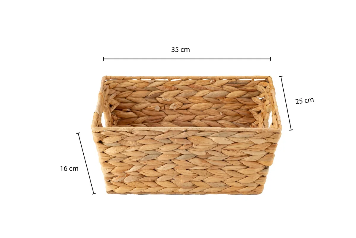 ECHTWERK Cestino portaoggetti in giacinto d'acqua, rettangolare, 35 x 25 x 16 cm, colori naturali, cestino in vimini, impilabile per bagno, ufficio e soggiorno