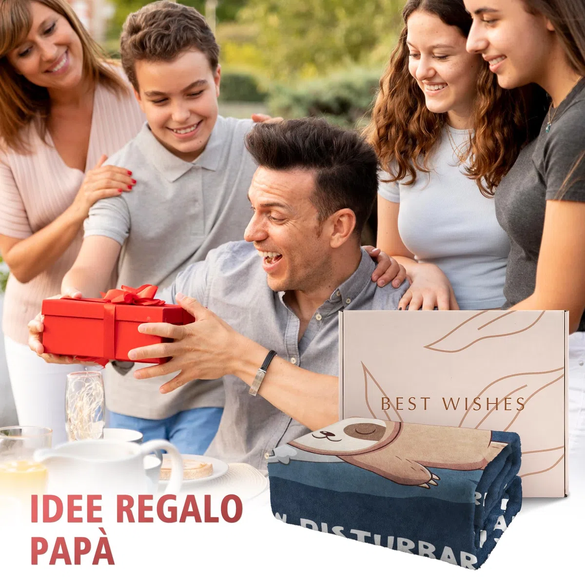 Niyewsor Regalo per Papà Coperta, Regalo Papa Compleanno, Festa del Papà, Natale Regali per Papa, Bradipo Coperta Flanella 130 x 150cm