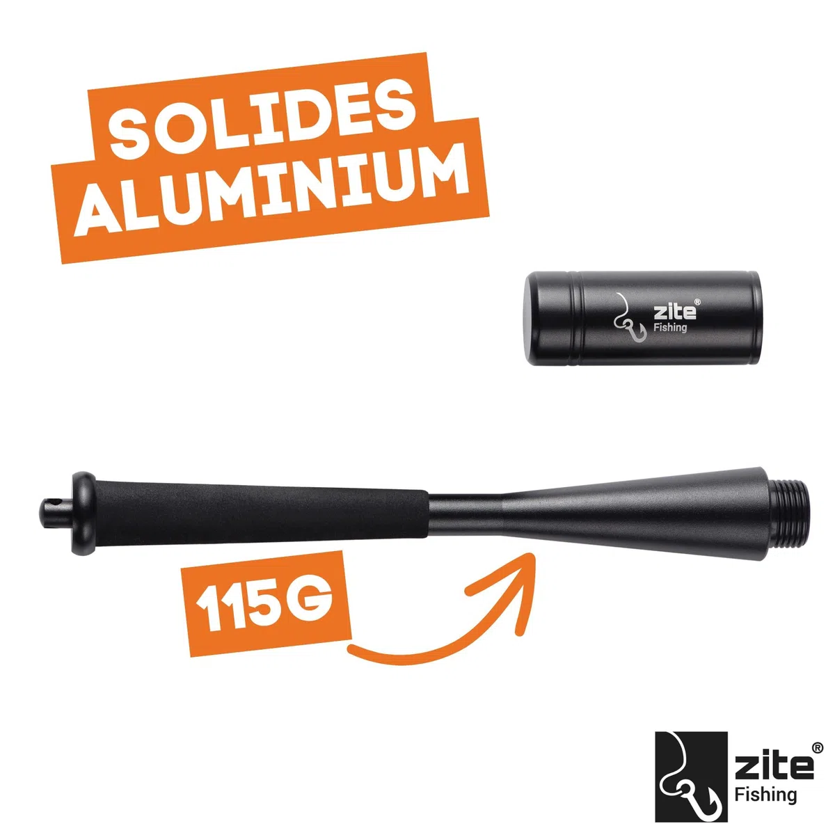 zite Fishing Robusto Uccisore di Pesci in Alluminio 25 cm - Manico Antiscivolo - Pratico con Moschettone Magnetico