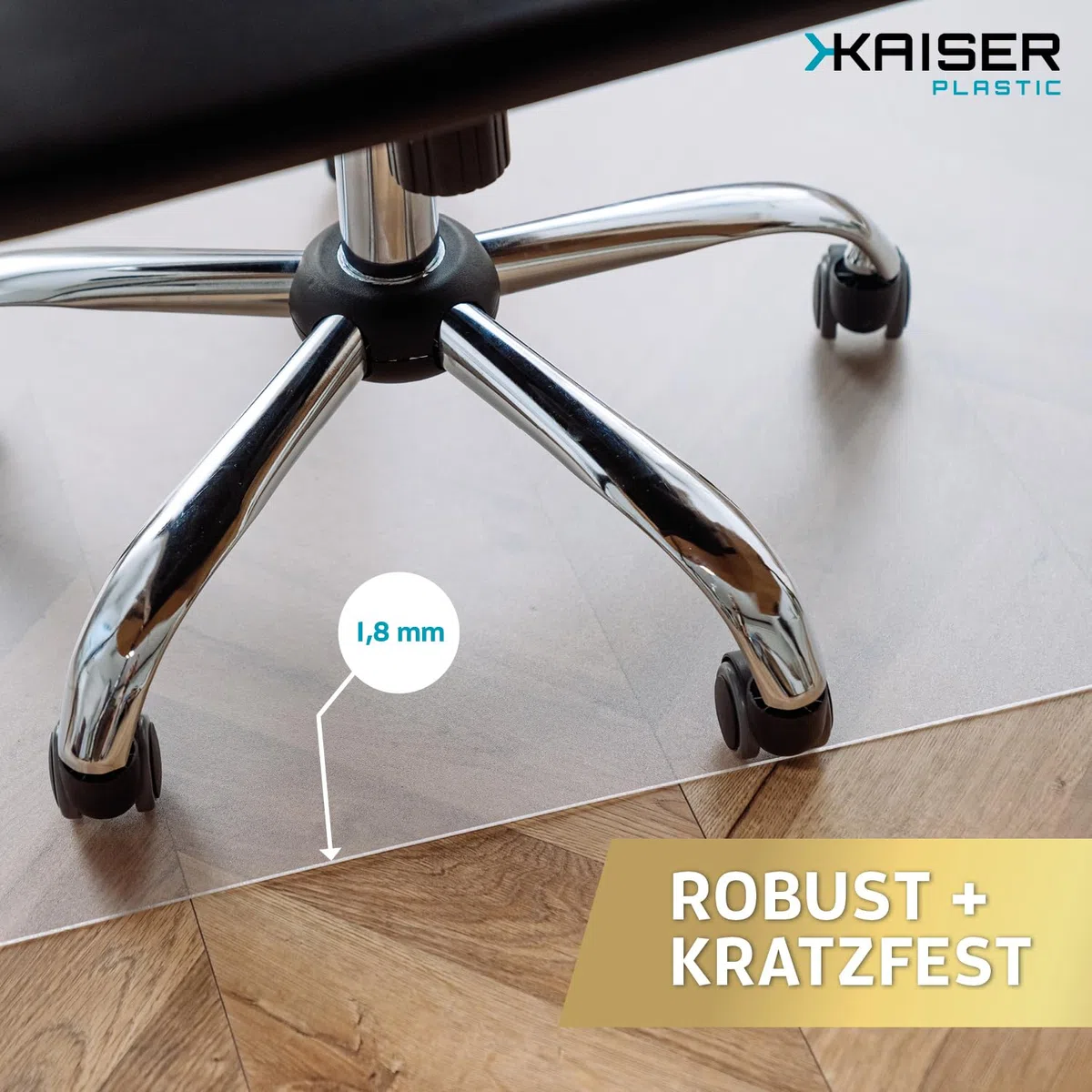 KAISER Tappeto protettivo salvapavimento | Made-In-Germany | Salvaparquet | 90 x 120 cm | Tranparente | Ecologico PET