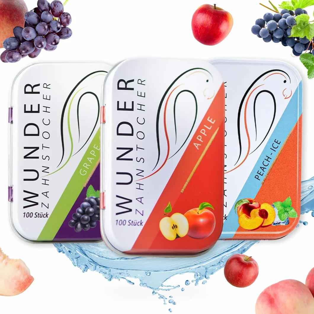 Wunder Stuzzicadenti aromatizzati - Disponibili in 3 gusti rinfrescanti 'Juicy Pack' - Gustosi stuzzicadenti