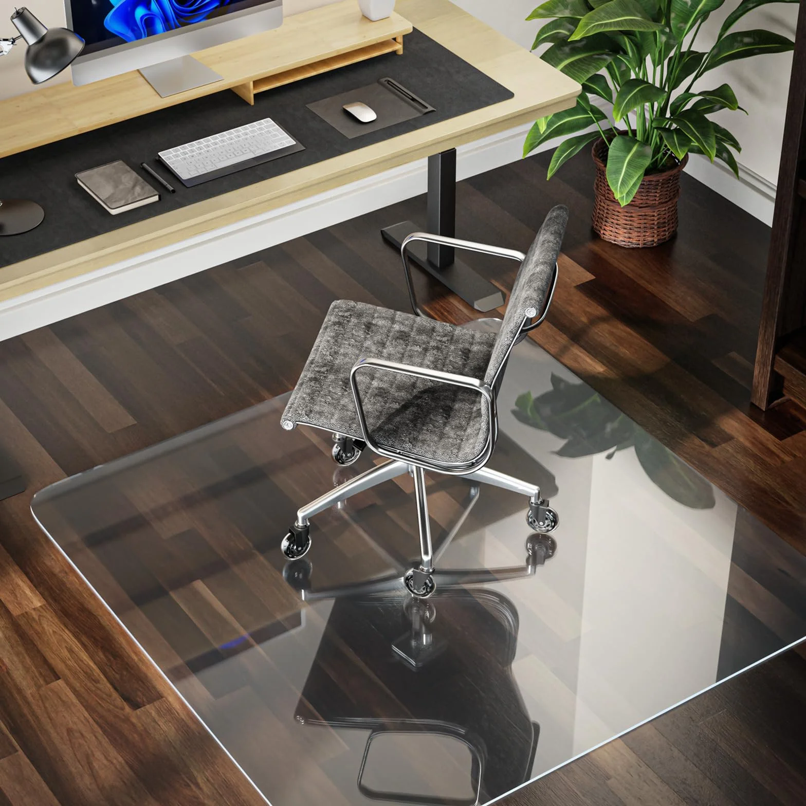 COSYLAND Tappeto trasparente salva parquet in PVC, Tappeto sedia ufficio antiscivolo, facile da pulire, compatibile con tutti i pavimenti tranne moquette - 100 x 120 cm aggiornamento