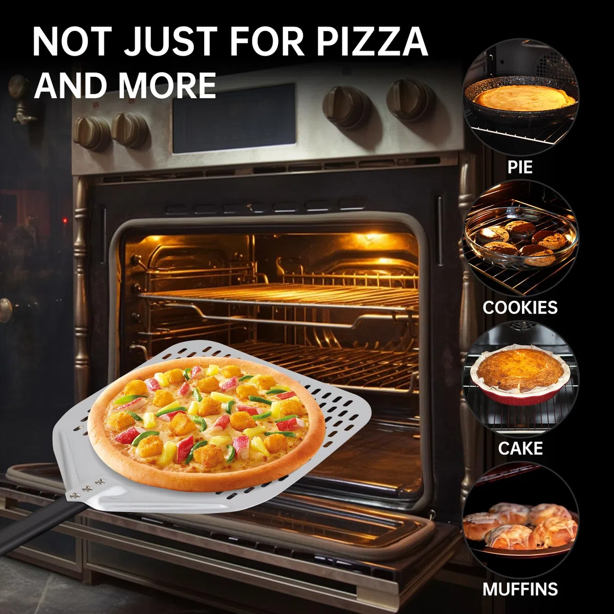 Pala per Pizza Forata, 12 Pollici Pala per Pizza Professionale, Pala per Pizza in Alluminio Anodizzato Duro con Manico Smontabile per Pizzas, Pane, Crostate Fatta in Casa