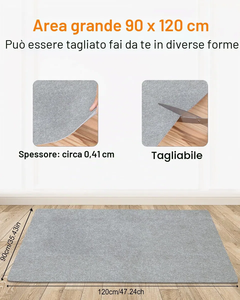 Tappetino per sedia da ufficio, 90 x 120 cm, grigio chiaro, per pavimenti duri, antigraffio, per sedie da scrivania, per pavimenti in laminato