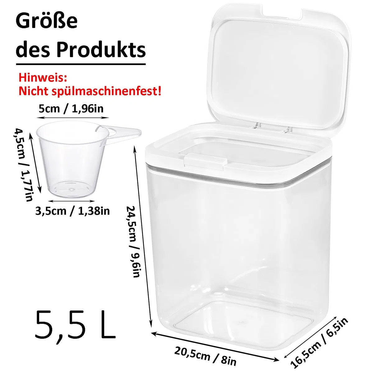 Contenitori Detersivi Lavanderia, 5,5L Trasparenti Dispenser Detersivo Lavatrice in Plastica, Contenitore per Detersivo in Polvere, Conservazione Per Detersivo, Organizer Lavanderia, Per Bagno, WC