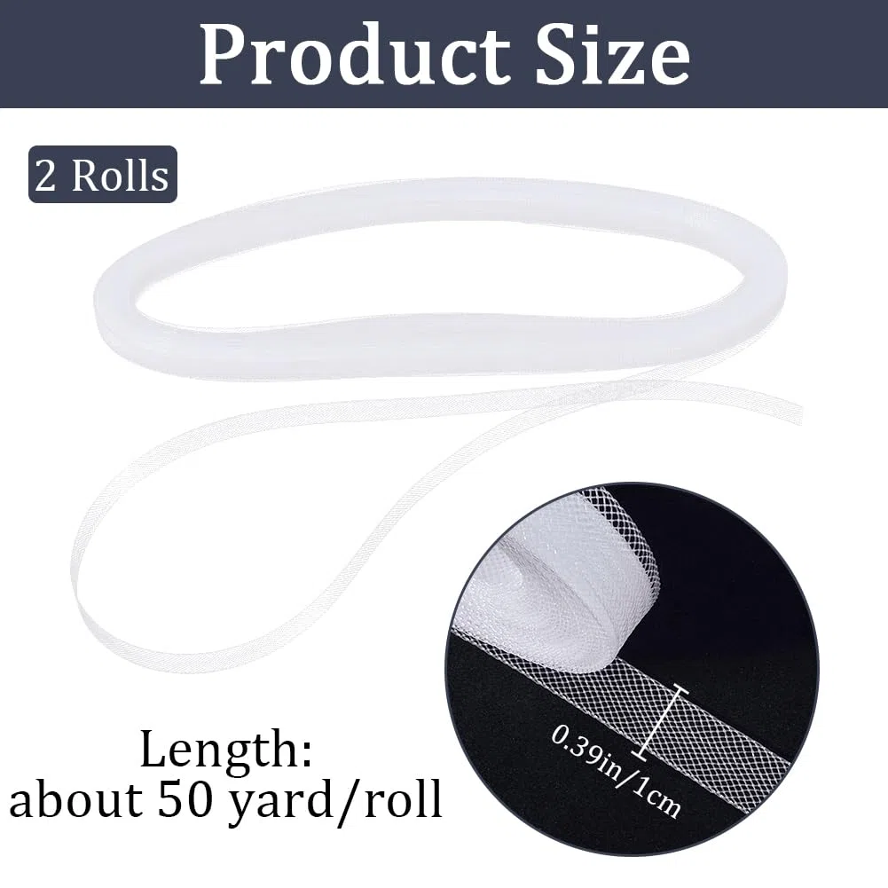 GORGECRAFT 100 Iarda 2 Rotoli Treccia Bianca Rigida 10mm di Larghezza Nastro In Crine di Crinolina In Poliestere Duro per Disossare Cucito Abiti Da Sposa Abiti Gonna Cappelli Accessori Confezioni