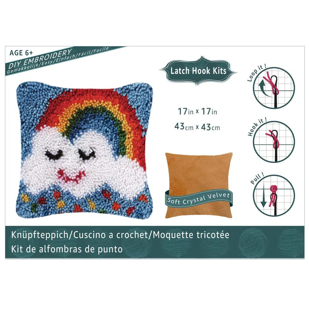 ROCKY&CHAO Myriad Choices - Set di federe per cuscini fai da te, 43 x 43 cm, per adulti e bambini, con gancio a scatto, accessorio per la casa (arcobaleno)