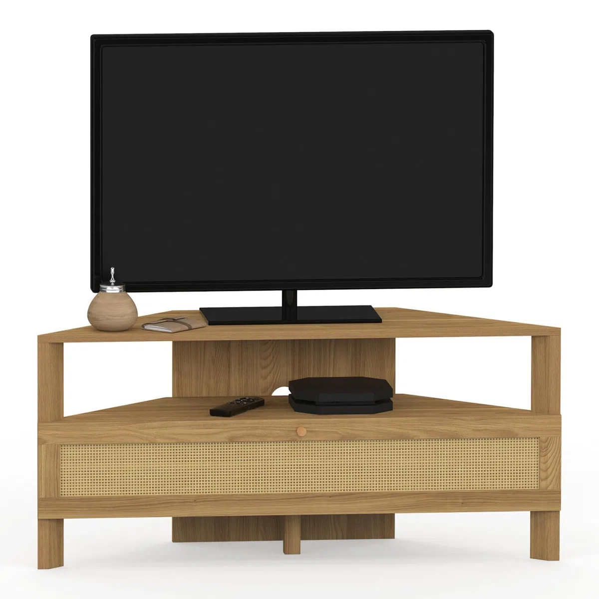 IDMarket - HANAE 100 cm mobile TV angolare 1 anta effetto canna naturale