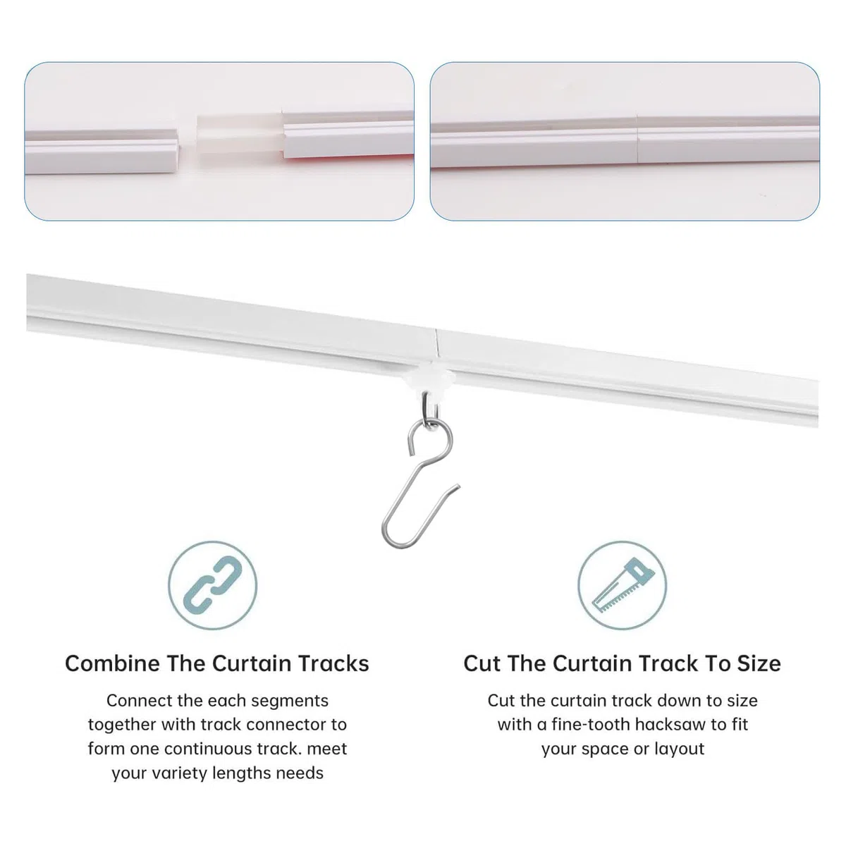 INCREWAY Binario per tenda da soffitto o parete, adesivo per soffitto, divisorio per stanza, senza trapano, senza viti, ganci per tende da bagno e doccia