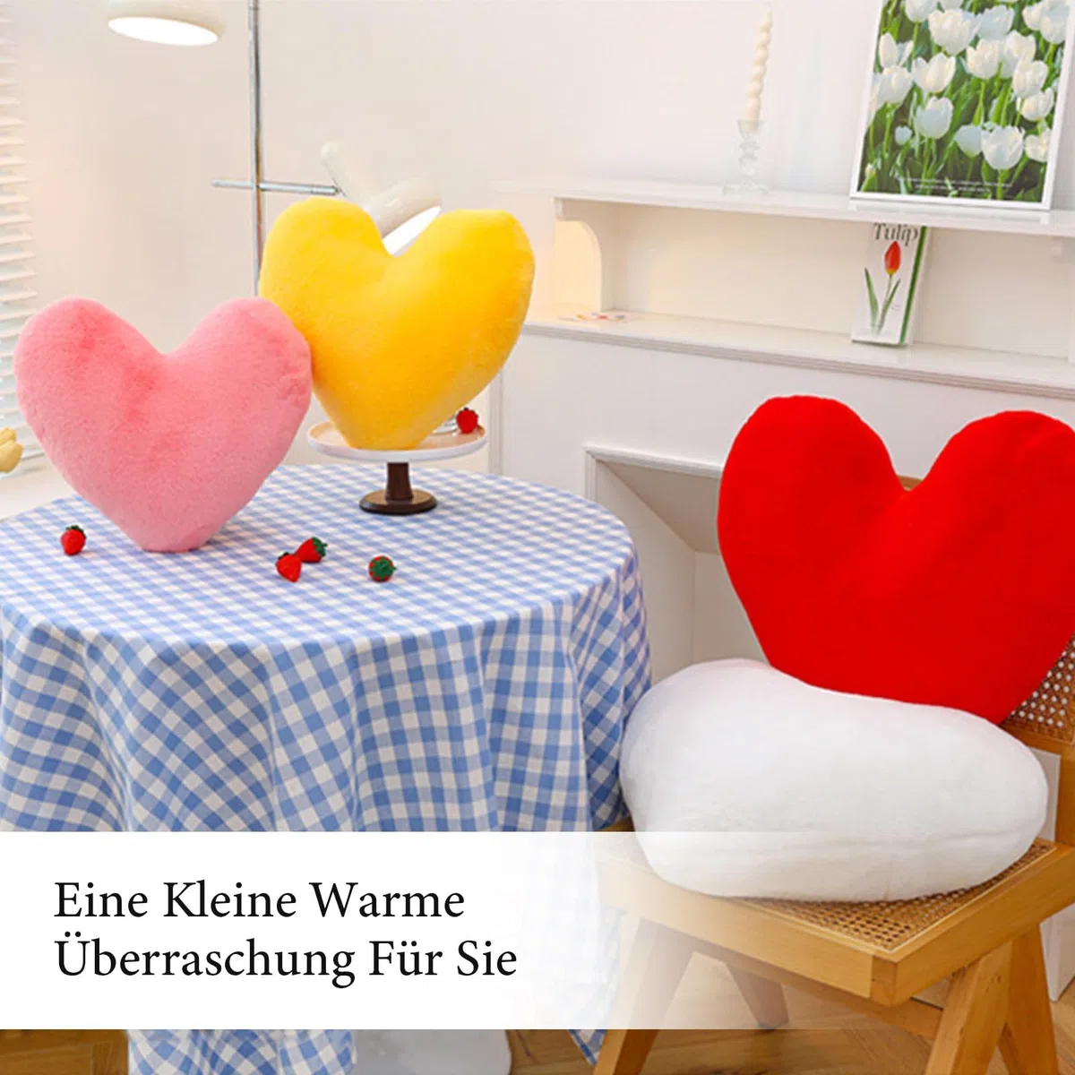 Cuscino a cuore, per cameretta dei bambini, a forma di cuore, per ragazze e ragazzi, decorazione per la camera da letto (cuore rosso, 40 cm)