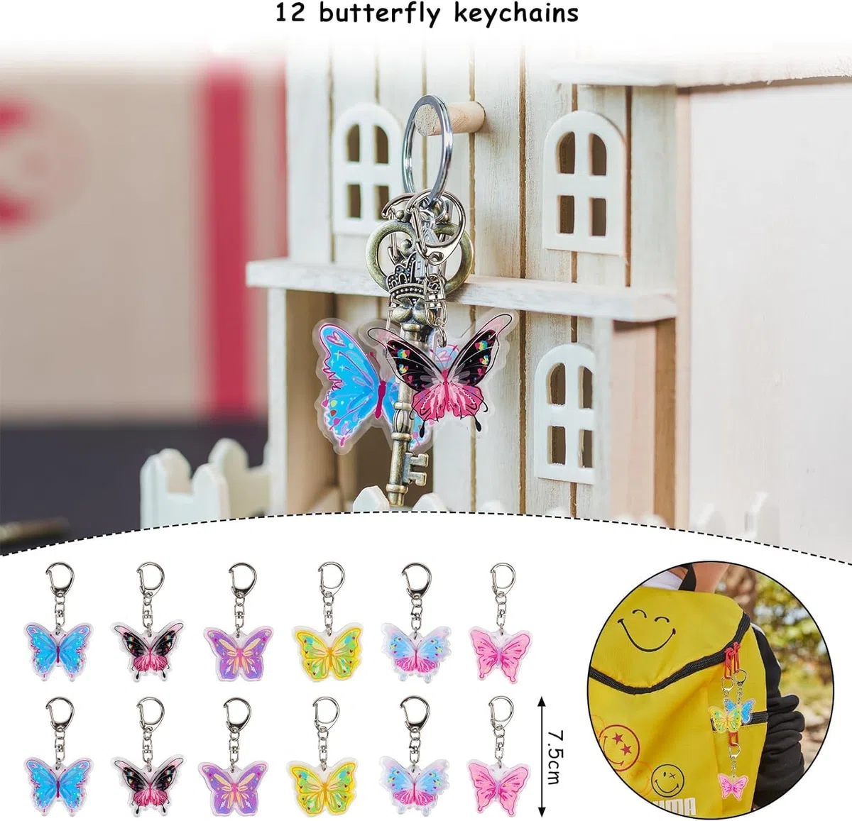 Set di Articoli per Feste con Farfalle, 48 Pezzi per Feste di Compleanno Bambini, Sacchetti Regalo con Farfalle, Braccialetti Snap, Portachiavi, Adesivi, Regali per Feste di Compleanno