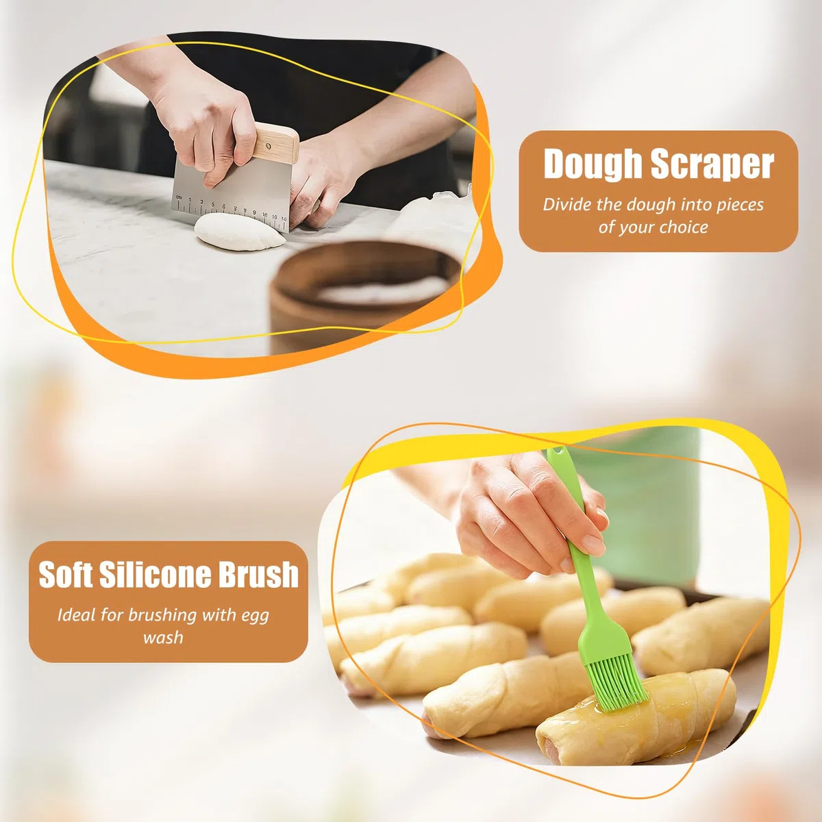 Cestino Lievitazione Pane 11 Pezzi Set, Cestino per Lievitazione Rotondi e Ovali, Frusta per Impasto, Lame per Pane, Raschietto per Impasto, Accessori per Panificazionea, Ideale per e Pasta Madre