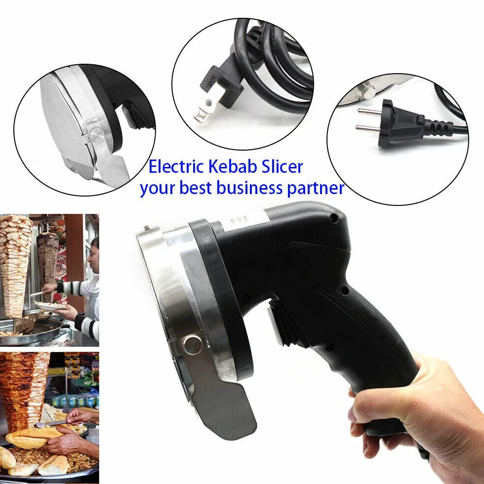 Kebab - Coltello elettrico per elettrico, 80 W, in acciaio inox 304 (regolabile da 1 a 8 mm)