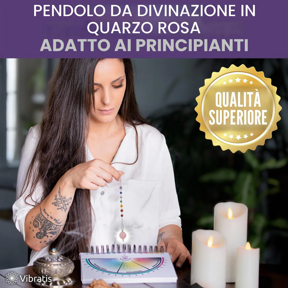 Vibratis Bacchette Rabdomante Professionali Modello Premium e Pendolo Divinatorio Quarzo Rosa | Bacchette Radioestesia Ideale per cominciare a darsi alla Radioestesia