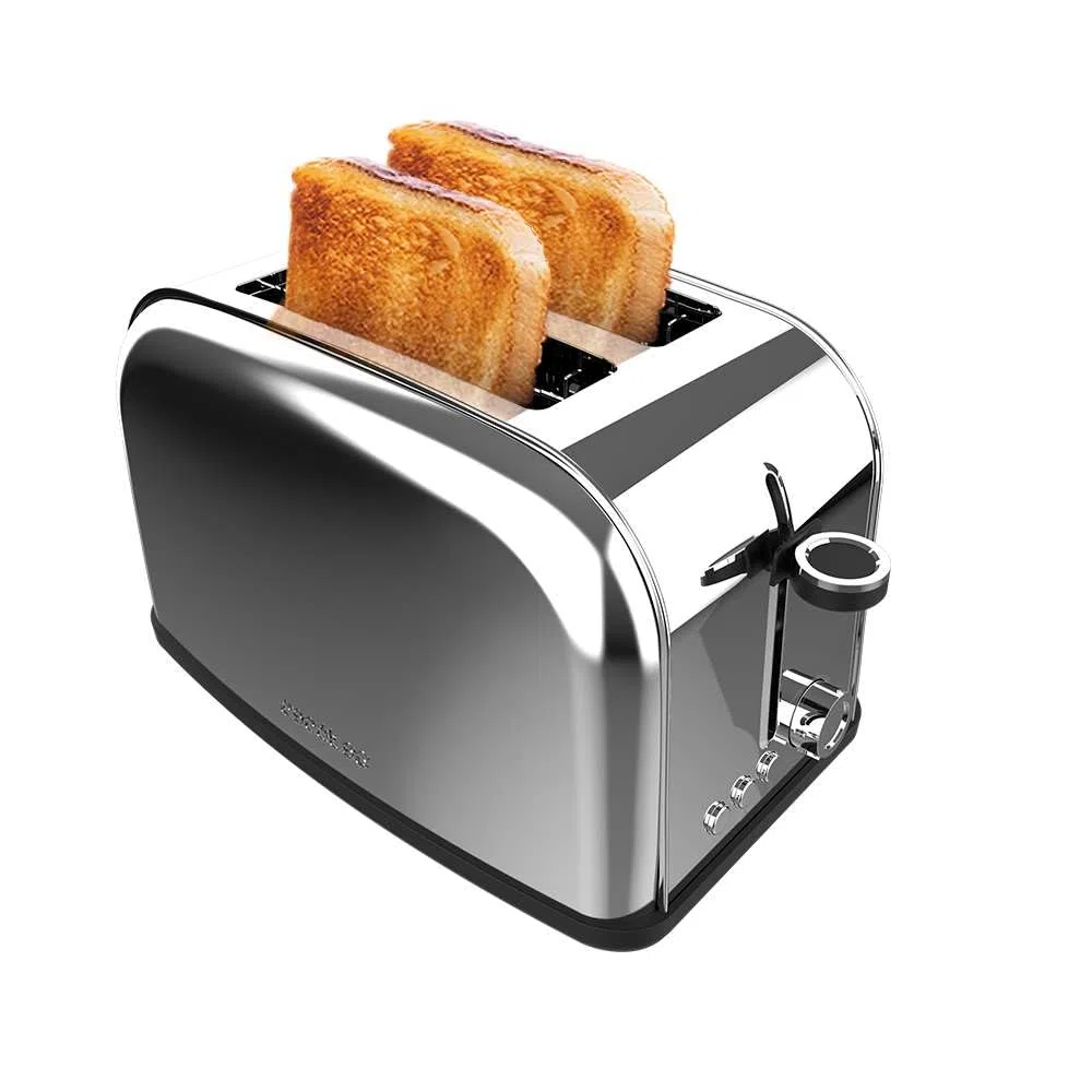 Cecotec Tostapane Verticale 2 Slot Brevi Toastin' time 850 Inox Lite. 850 W, 2 fette di pane, fessura larga 3,8 cm, supporto per panini e vassoio raccogli briciole, acciaio inossidabile
