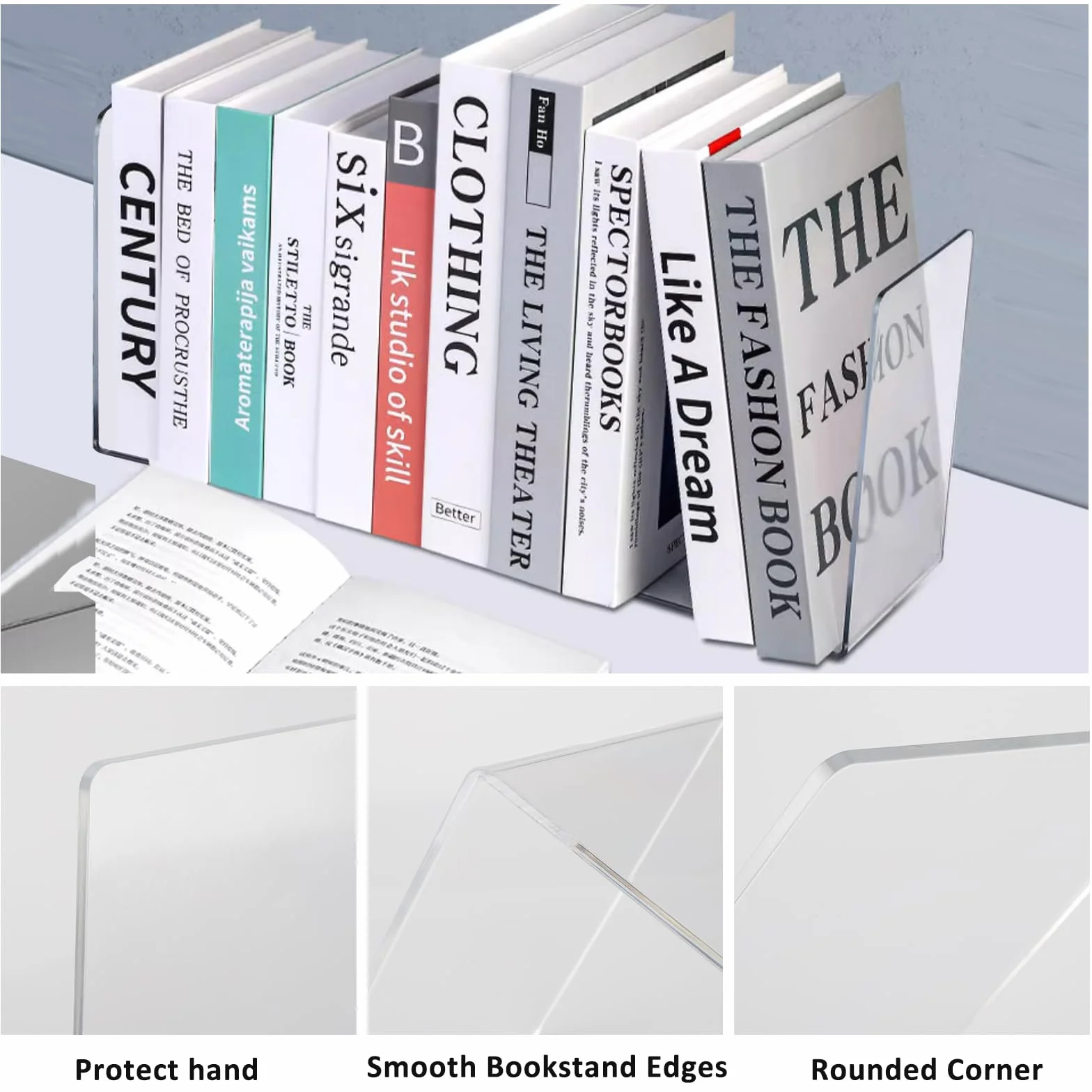 Fermalibri,Supporto per Libri Trasparente in Acrilico,Supporto per Merci Come fermalibri e Supporto,espositore per libro in acrilico per Casa, Biblioteca, Scuola, Studenti Regalo