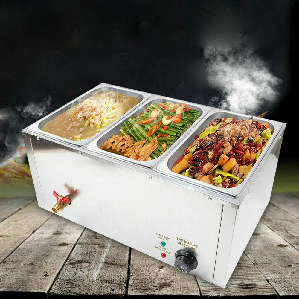 1/3 x 3 set di scaldabagni elettrici, 7 l, in acciaio inox, per bagnomaria calda