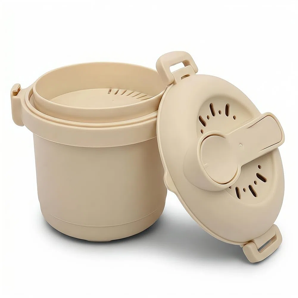 Cuociriso per Microonde, Cuociriso e Cereali Microonde, Vaporiera per Microonde, Cuoci riso, Microonde con Coperchio, Cucchiaio, in Ufficio e a Casa, Contenitore per Microond