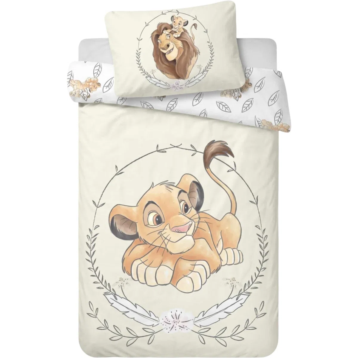 Copripiumino singolo per bambino Simba Il Re Leone 100 x 135 cm e federa 40 x 60 cm | lenzuola per materasso da 60x120 a 70x140 cm | Biancheria da letto 100% cotone