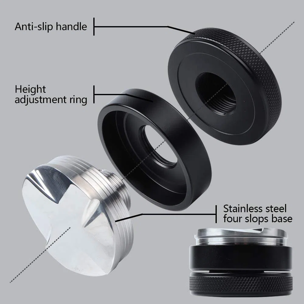 VIA CREMA Livellatore Caffè per Portafiltro 58,5 mm Coffee Leveller (58,5 mm) Distributore Macchine Espresso Acciaio Inox Presa Antiscivolo