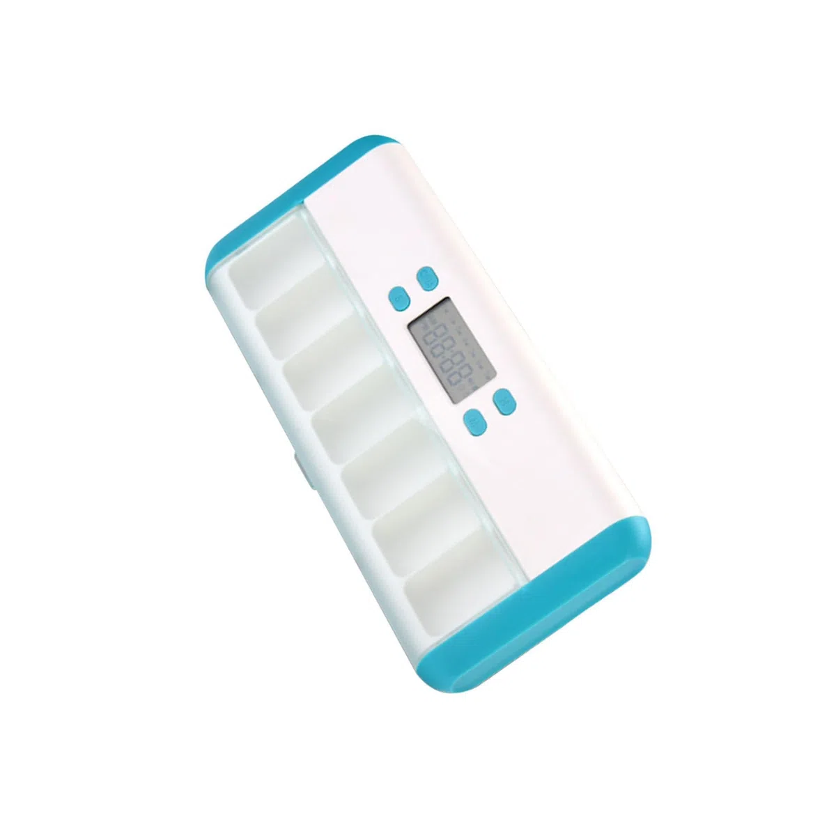 Scatola porta pillole a 7 griglie con timer e allarme, incorpora promemoria ad alto volume, promemoria con vibrazione e scomparti luminosi lampeggianti, integratori, allarme con temporizzazione