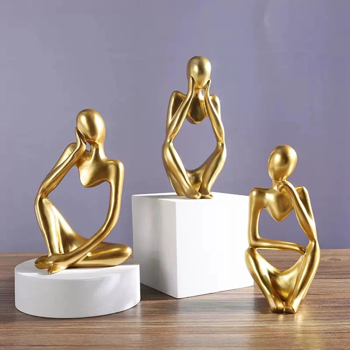 Statue Decorative,Decorazioni per Ufficio,Figure Decorative, Statuette Decorative Casa, Soggiorno Decorativo Moderno da Appoggiare, Scultura Astratta in Poliresina, Idea Regalo(Oro)