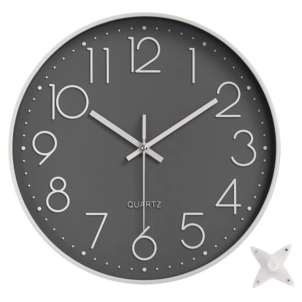 Moderno Orologio da Parete Silenzioso Orologio da Cucina Quarzo da 30 cm (Grigio-Bianco)